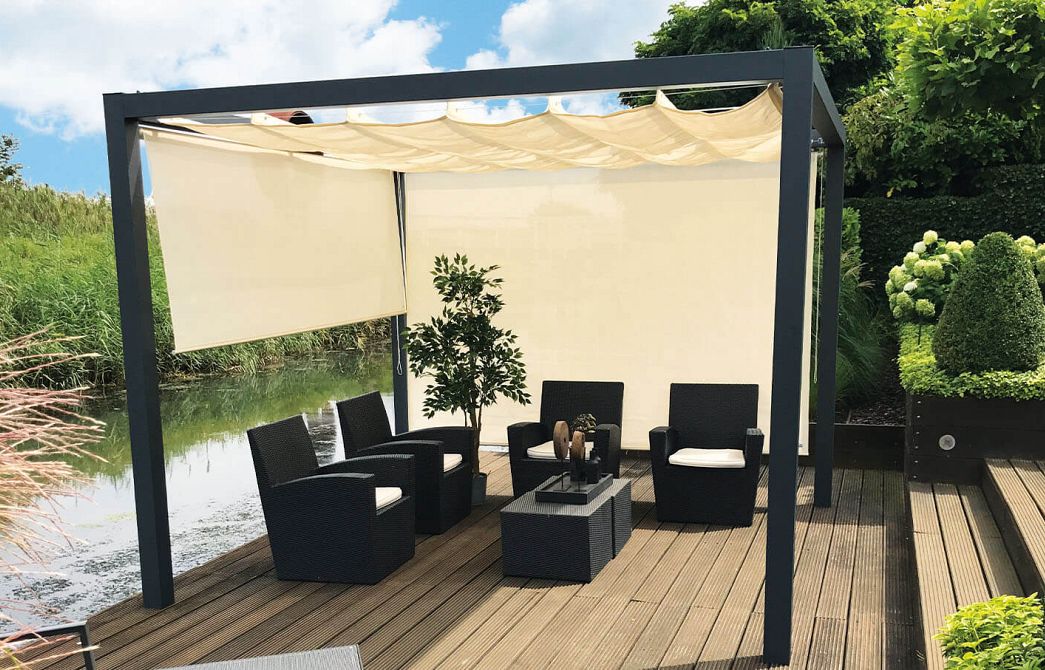 Pergola met harmonicadoek