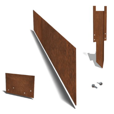Cortenstaal kantopsluiting recht 25 cm complete set per 24 meter