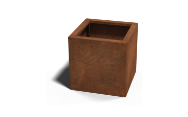 Cortenstaal plantenbak Vierkant 40x40 hoogte=40cm opties=bodemplaat + (8) voeten