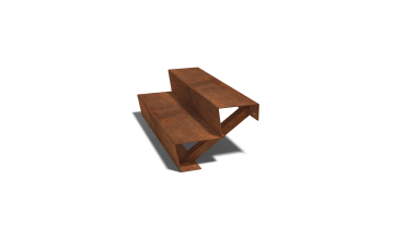 Cortenstaal trap 2-trede (breedte 100cm)