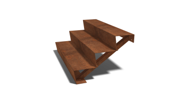 Cortenstaal trap 3-trede (breedte 120cm)