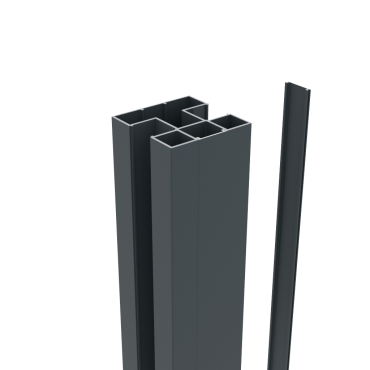 Boston alu H paal 75x75mm L-190 cm RAL7016 incl. alu afwerkingsprofiel 4x24 mm L-190cm
