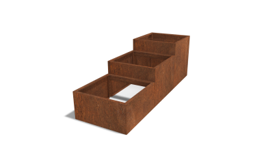 Cortenstaal plantenbak Vierkant Trapmodel III 80 opties=geen bodemplaat