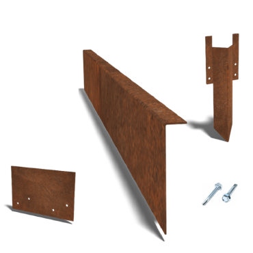 Cortenstaal kantopsluiting gezet 12 cm complete set per 24 meter