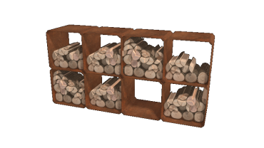 Cortenstaal houtopslag - 8 stuks