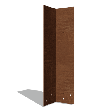 Cortenstaal koppelplaat - 90° - Hoogte borderrand 45 cm