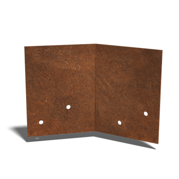 Cortenstaal koppelplaat - 45° - Hoogte borderrand 12 / 15 cm