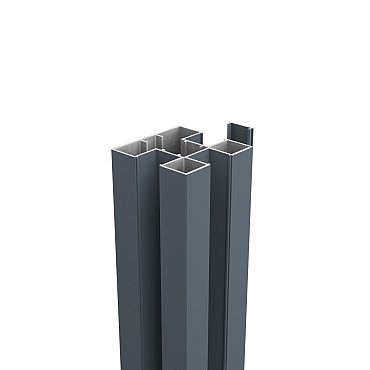 Boston alu H paal 75x75mm L-124 cm RAL7016 incl. alu afwerkingsprofiel 4x24 mm L-124cm