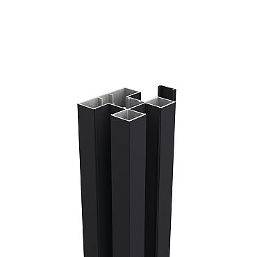 Boston alu H paal 75x75mm L-300cm RAL9005 incl. alu afwerkingsprofiel 4x24 mm L-300cm