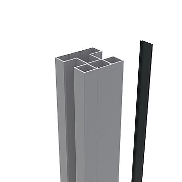 Boston alu Klikprofiel 6x24mm L-190cm RAL9005 tbv alu H paal L-190cm