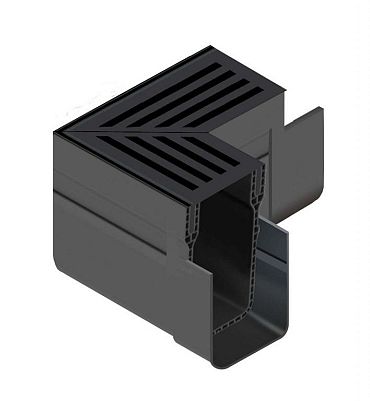 ACO Slim-Line hoekst.incl.zwart alu rstr