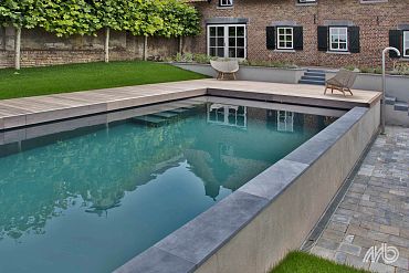 Vijverrand Vietnamese hardsteen recht 2 lange zijdes grof geschuurd 100x30x3 cm Grof geschuurd