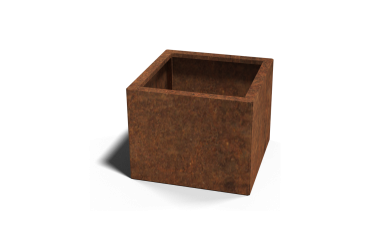 Cortenstaal plantenbak - Vierkant - 50 x 50 x 30 cm - Met bodemplaat - Met wielen