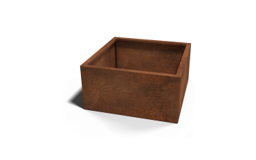 Cortenstaal plantenbak - Vierkant - 80 x 80 x 30 cm - Met bodemplaat - Met wielen