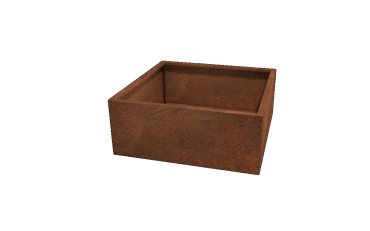 Cortenstaal plantenbak Vierkant 100x100 hoogte=50cm opties=geen bodemplaat