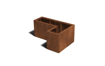 Cortenstaal plantenbak - L-vorm - 90 x 60 x 40 cm - Met bodemplaat
