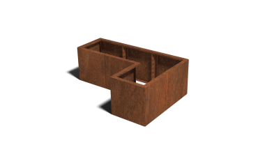Cortenstaal plantenbak - L-vorm - 120 x 80 x 80 cm - Met bodemplaat