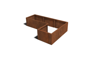 Cortenstaal plantenbak - L-vorm - 180 x 120 x 60 cm - Met bodemplaat
