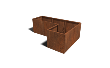 Cortenstaal plantenbak - L-vorm - 210 x 140 x 70 cm - Met bodemplaat