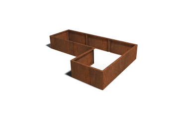 Cortenstaal plantenbak Hoekopstelling 80 hoogte=30cm opties=bodemplaat