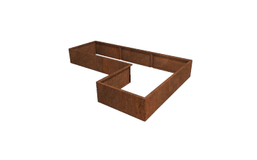 Cortenstaal plantenbak - L-vorm - 360 x 240 x 30 cm - Met bodemplaat