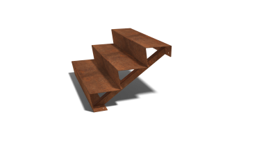 Cortenstaal trap 3-trede (breedte 100cm)