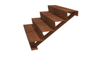 Cortenstaal tuintrap - 4-trede - 96 x 120 x 68 cm