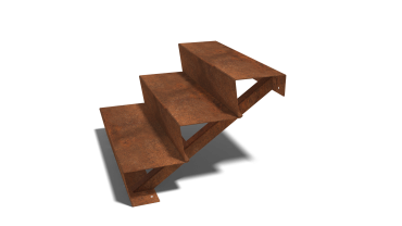 Cortenstaal tuintrap - 3-trede - 72 x 80 x 51 cm
