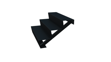Stalen tuintrap - 3-trede - 72 x 100 x 51 cm - RAL9005 mat (zwart)