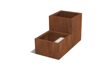 Cortenstaal plantenbak Vierkant Trapmodel II 50-geen bodemplaat