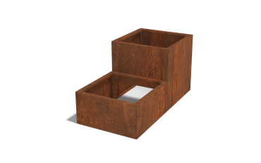 Cortenstaal plantenbak Vierkant Trapmodel II 60-bodemplaat