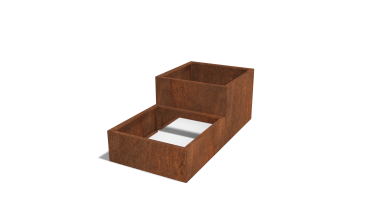 Cortenstaal plantenbak Vierkant Trapmodel II 80-bodemplaat