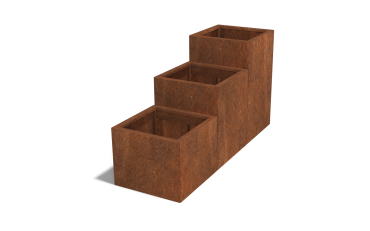 Cortenstaal plantenbak Vierkant Trapmodel III 50 opties=bodemplaat