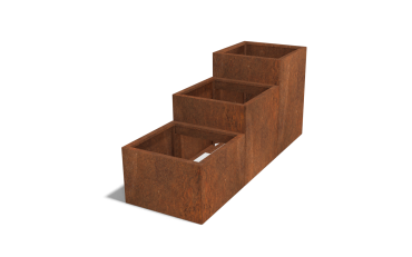 Cortenstaal plantenbak Vierkant Trapmodel III 60 opties=geen bodemplaat
