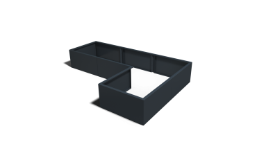Stalen plantenbak - L-vorm - 120 x 80 x 80 cm - RAL7016 mat (antraciet grijs) - Met bodemplaat