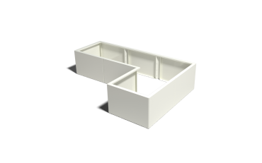 Stalen plantenbak - L-vorm - 150 x 100 x 40 cm - RAL9010 mat (wit) - Zonder bodemplaat