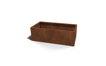 Cortenstaal plantenbak Rechthoek 30x50 hoogte=30cm opties=bodemplaat + 4 wielen