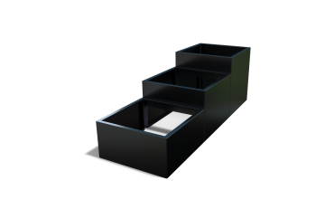 Gepoedercoat staal plantenbak Vierkant Trapmodel II 50-RAL9005  opties=geen bodemplaat