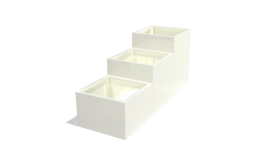 Gepoedercoat staal plantenbak Vierkant Trapmodel III 50-RAL9010 (wit)-geen bodemplaat