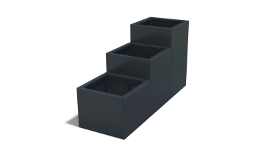 Gepoedercoat staal plantenbak Vierkant Trapmodel III 50-RAL7016 (antraciet grijs)-bodemplaat