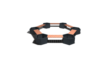 Gepoedercoat staal plantenbak met bankje met Bankje kampvuur opstelling-RAL9005