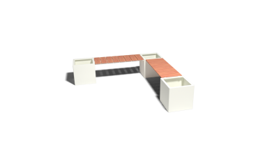 Gepoedercoat staal plantenbak met bankje met Bankje Vierkant hoekopstelling-RAL9005  opties=geen bodemplaat