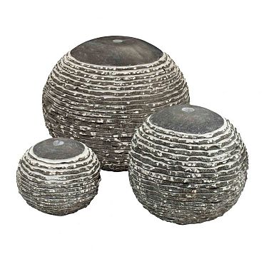 Set borrelstenen, Bluette ingezaagd, gepolijst Ø 45, 35 en 25 cm Ingezaagd