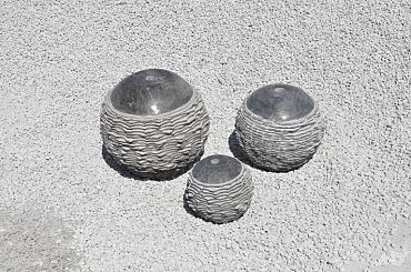 Set borrelstenen, Bluette ingezaagd, gepolijst Ø 45, 35 en 25 cm Ingezaagd