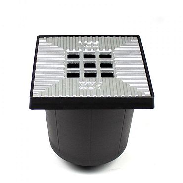 Vloerput kunststof 20x20 grijs rooster