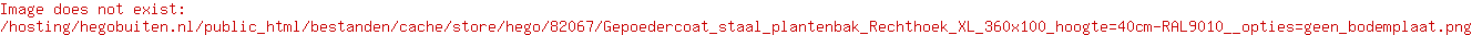 Gepoedercoat staal plantenbak Rechthoek XL 360x100 hoogte=40cm-RAL9010  opties=geen bodemplaat