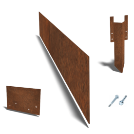 Cortenstaal kantopsluiting recht 15 cm complete set per 15 meter