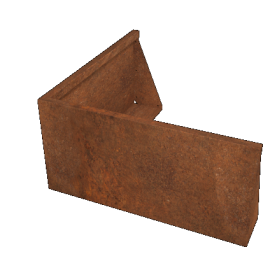 Cortenstaal keerwand buitenhoek 100 x 100 x 50 cm