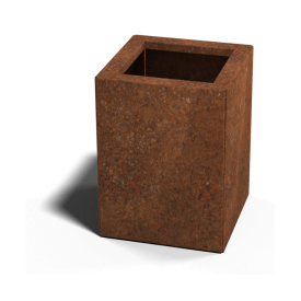 Cortenstaal plantenbak Vierkant 30x30 hoogte=30cm opties=bodemplaat + (8) voeten