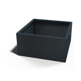 Gepoedercoat staal plantenbak Vierkant 120x120 hoogte=30cmkleur=RAL7016  opties=bodemplaat